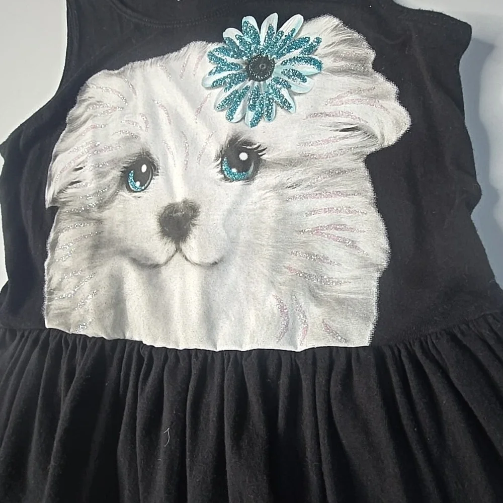 Justice‎ Tank Dress Kids Size 10 Black Puppy Graphic Glitter Sequin Puppycore